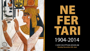 Il manifesto della mostra fotografica "Nefertari 1904 - 2014" al museo Egizio del Cairo